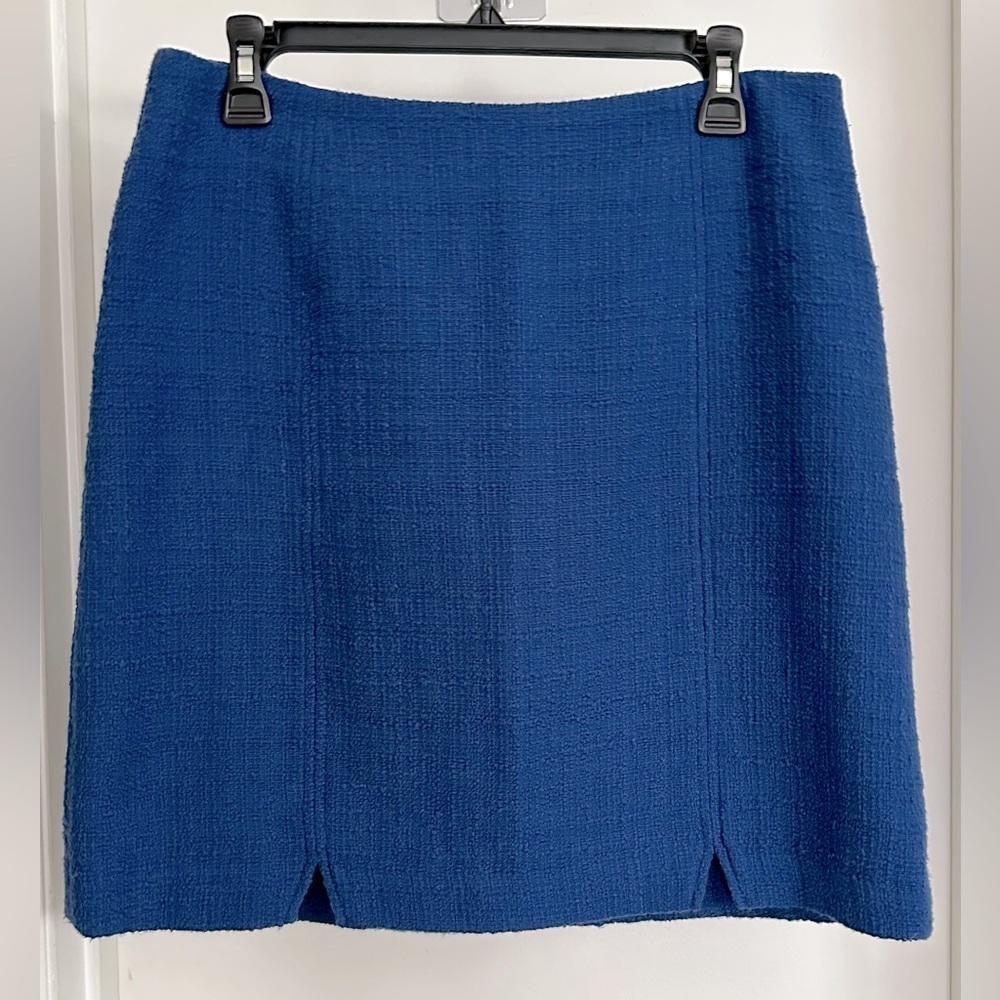 NWOT Brooks Brothers Blue Woven Cotton Tweed Skirt 10